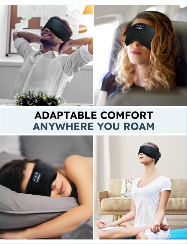 MUSICOZY Sleep Headphones, Bluetooth 5.4 Sleep Mask Headband Headphones Sleeping Eye Mask, Wireless Music Earbuds Earphones with HD Headphones Ultra-Thin Stereo Speakers for Side Sleepers Men Women - Image 7