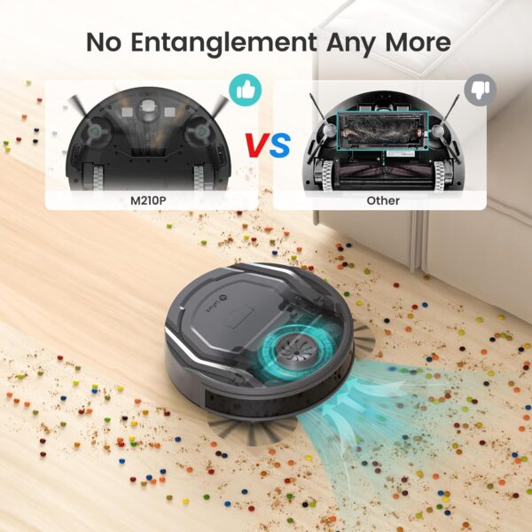 Lefant M210 Pro Robot Vacuum, Slim & Quiet, 3 Adjustable Suction Levels, 120 Min Runtime, Freemove 3.0, WiFi/App/Alexa, 6 Modes for Pet Hair, Hard Floors & Low Carpets, Self-Charging, Gray - Image 4