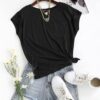 MEROKEETY Women's Casual Cap Sleeve T Shirts Basic Summer Tops Loose Solid Color Blouse - Image 9