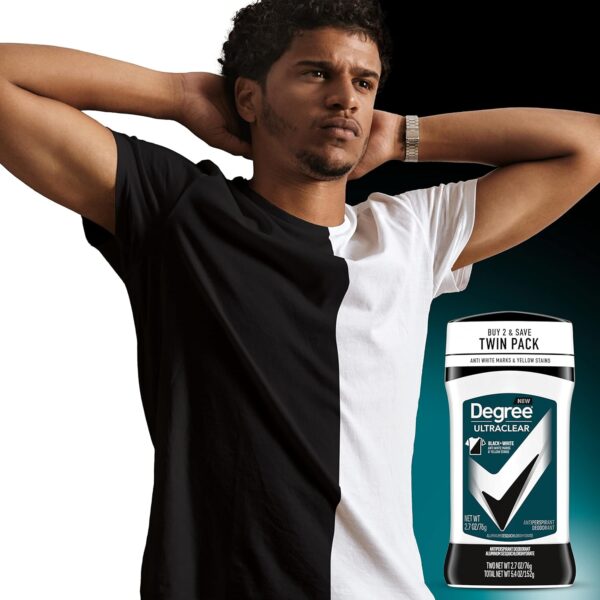 Degree Men UltraClear Antiperspirant Deodorant Black+White 2 Count 72-Hour Sweat & Odor Protection Antiperspirant For Men With MotionSense Technology 2.7 oz - Image 6