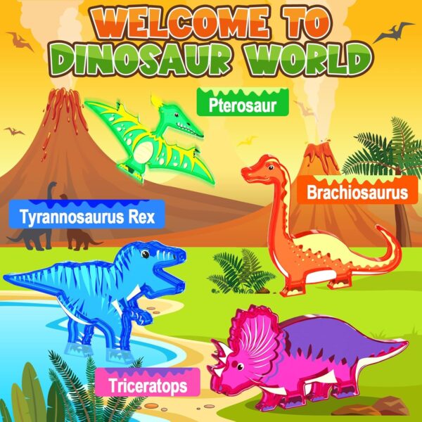 Dinosaur Toys Magnetic Tiles Lava Dinosaur World Set - Magnetic Blocks Building Toys for Kids 3-5 5-7 Girls Boys Toys Age 4-6 6-8, Classroom Must Haves Toddler Sensory Toys for 3+ Year Old Kids Toys - Image 4