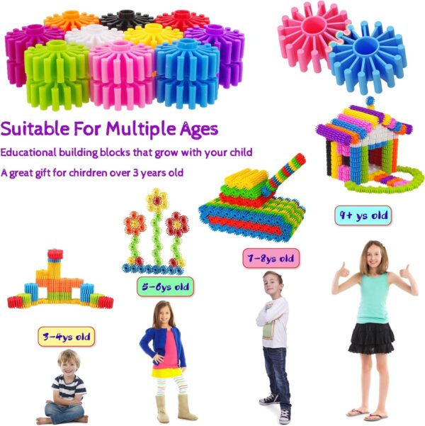 Gears Interlocking Learning Set, STEM Construction Toy Set - Building Kids Toys 180 Pcs - 10 Colors - Image 4