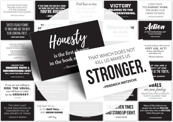 FOCUS AND ZEAL Positive Affirmations Cards | Motivational Cards | Meditation Cards Inspirational Success Quote | Historically Famous Leaders & Innovators | For Men & Women | Business Card Size 30 pcs
