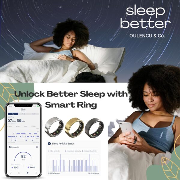 2025 Smart Ring for Women Men, Sleep Tracker Ring, Fitness Smart Ring, Activity Tracker,Sleep Monitor, Stress/Heart Rate/Women's Calories Steps Tracking-No APP Subscription - Image 2