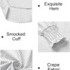 Womens Striped Button Down Shirts Smocked Long Puff Sleeve Oversized Boyfriend Blouses Loose Pocket Office Work Tops - Image 5