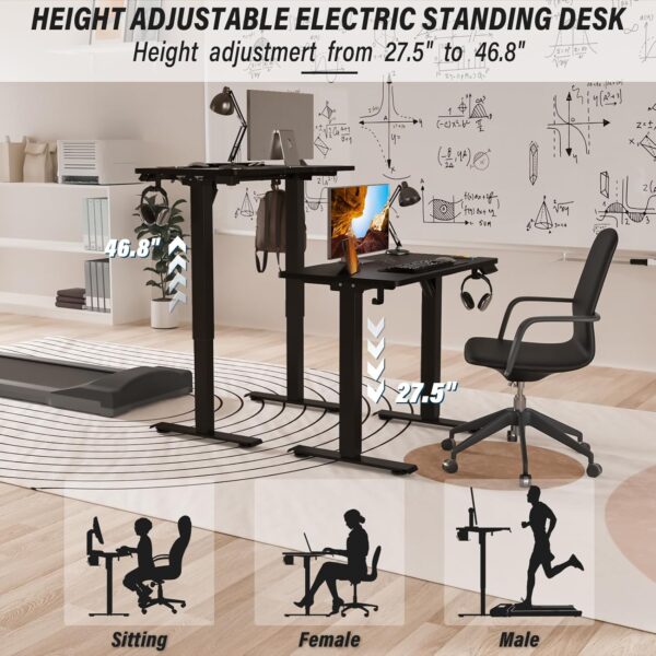 Kingant Standing Desk Height Adjustable Small Electric Stand Up Desks [35 x 20 Inch] - Ergonomic Sit Stand Desk Rising Desks for Home Office Computer Desk Stand Desk Workstation - Image 4