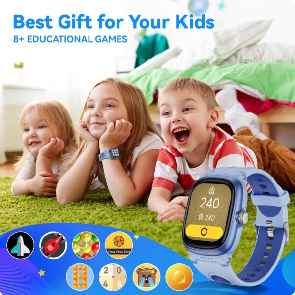 Smart Watch for Kids with Heart Rate Sleep Monitor, Games/Alarm/IP68 Waterproof Smart Watch for Boys Girls, Step Calorie Pedometer Activity Tracker, Kids Fitness Watch Birthday Gifts for Aged 4-16 - Image 5