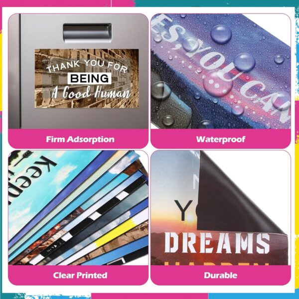Xuhal 60 Pcs Inspirational Magnets Bulk Rectangle Positive Affirmation Magnets Decals Decorative Inspiring Quotes Fridge Magnetic Stickers for Adults Students Team Motivational Gifts (Natural) - Image 3