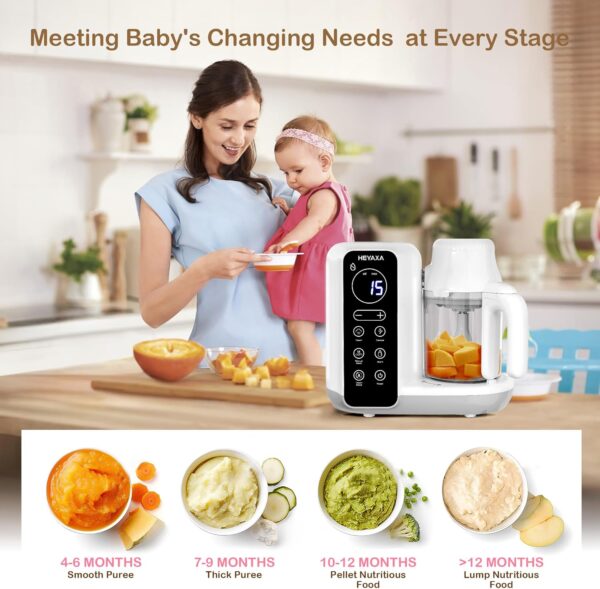 Baby Food Maker, Baby Food Processor with Automatic Cooking & Grinding, Food Steamer Puree Blender with Self-Cleaning Function, BPA Free (White) - Image 2