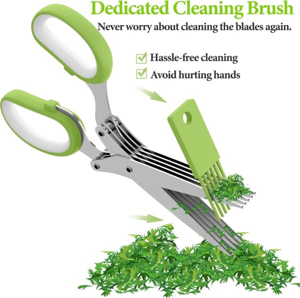 2025 Upgraded Herb Scissors, Effortless Herb Shears Cutter Tool with Sharp Stainless Steel Blades for Fresh Herbs, Must-Have Kitchen & Cooking Gadget, Green - Image 6