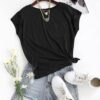 MEROKEETY Women's Casual Cap Sleeve T Shirts Basic Summer Tops Loose Solid Color Blouse - Image 7