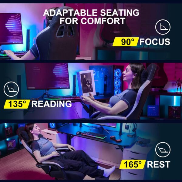 GTPLAYER Gaming Chair, Computer Office Chair with Pocket Spring Cushion, Linkage Armrests and Footrest, High Back Ergonomic Computer Chair with Lumbar Support Task Chair with Footrest - Image 4