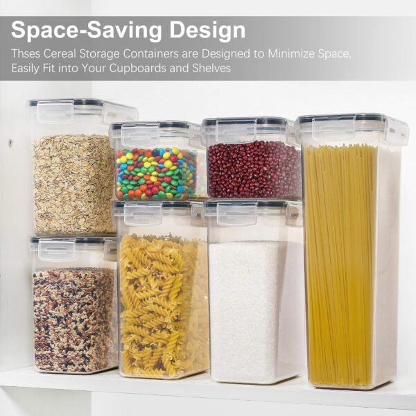Airtight Food Storage Containers with Lids, 7 PCS BPA Free Kitchen Canisters for Spaghetti, Pasta, Dry Food, Flour and Sugar, Plastic Canisters for Pantry Organization and Storage - Image 5