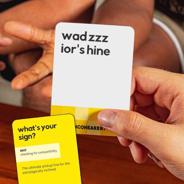 Incohearent, The Guess the Gibberish Party Game by Relatable, A Funny Card Game for Adults, Great for Bachelorette Party Games or Game Night Games, Includes 400 Cards, Instructions, and 1 Sand Timer - Image 6