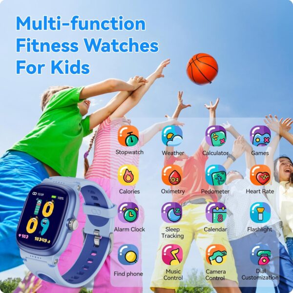 Smart Watch for Kids with Heart Rate Sleep Monitor, Games/Alarm/IP68 Waterproof Smart Watch for Boys Girls, Step Calorie Pedometer Activity Tracker, Kids Fitness Watch Birthday Gifts for Aged 4-16 - Image 6