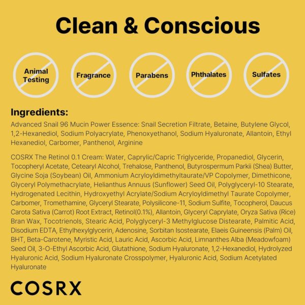 COSRX Glass Skin Starter Set, Amazon Exclusive, Advanced Snail 96% Mucin Power Essence & Retinol 0.1% Cream Mini Sample, Daily Hydrating & Firming Korean Skin Care Kit, Gift Set - Image 7