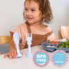 Made in USA Spoon la la Toddler Utensils Set - 2 Pack (1 Spoon & 1 Fork for Kids) - Self-Standing 3D Ergonomic Cat & Dog Handles - BPA-free, Dishwasher Safe, Baby Silverware (Blue) - Image 5