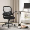 Sweetcrispy Office Computer Desk Chair, Ergonomic Mid-Back Mesh Rolling Work Swivel Task Chairs with Wheels, Comfortable Lumbar Support, Comfy Flip-up Arms for Home, Bedroom, Study, Student, Black - Image 3