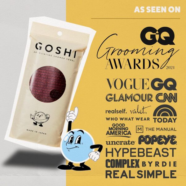 GOSHI Exfoliating Shower Towel - Rip-Resistant Exfoliating Washcloth for All Skin Types - Brick Red - Made in Japan - Image 4