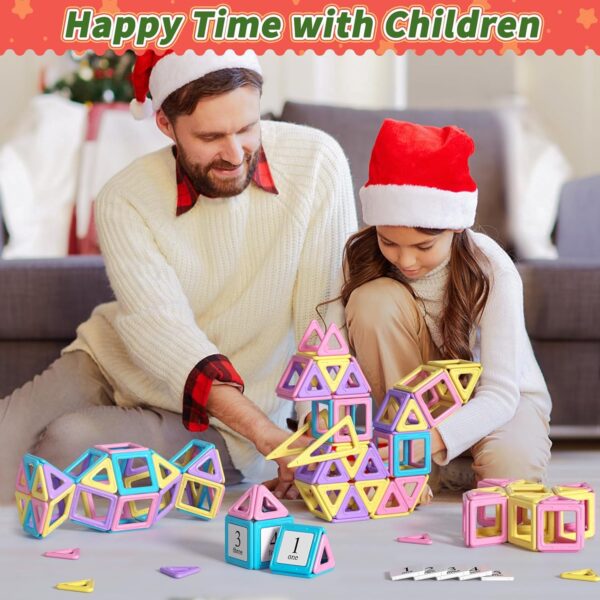 Toddler Girl Toys, Magnetic Tiles Basic Set, Birthday Gifts Ideas for Girls Age 3-5, Magnetic Building Blocks, Magnet STEM Montessori Toddler Kids Easter Toys Gifts for 3 4 5 6 7 Year Old Girls - Image 4