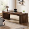 Tribesigns 79-Inch Extra Long Desk, Two Person Double Desk for Home Office, Wooden Long Computer Desk Writing Table for Office, Brown - Image 3