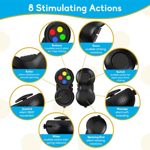 PILPOC Fidget Pad, Fidget Controller Toy for Highly Increased Focus, Reduced Stress & Anxiety, Enhances Productivity & Calms Nerves for ADHD, Remote Control Sensory Play for Kids (Black) - Image 4