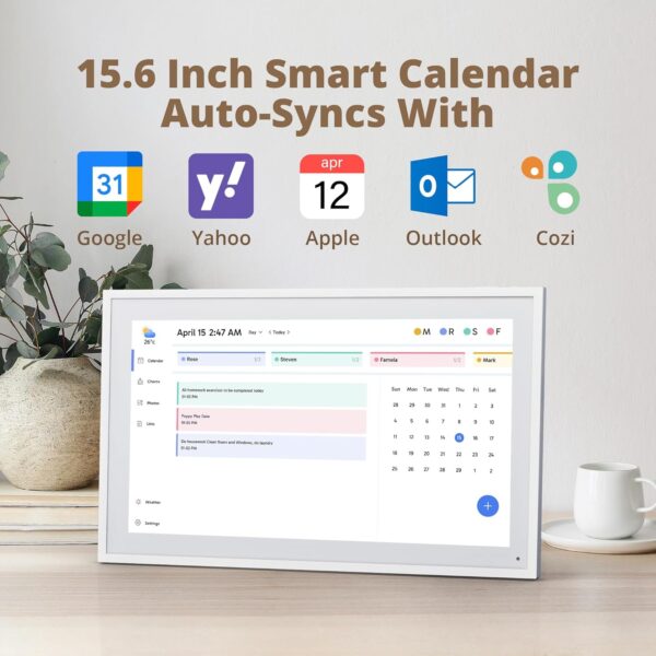 Dragon Touch 15.6" Digital Calendar Chore Chart – 1080P Full HD Interactive Touchscreen, Smart Family Planner, Hearth Display Digital Calendar Wall & Desk Mountable for Seamless Scheduling - Image 2