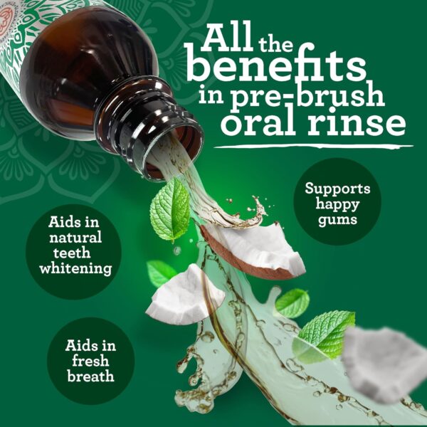 GuruNanda Starter Pulling Oil Mouthwash for Natural Teeth Whitening, Coconut and Peppermint Oil for Fresh Breath & Happy Gums, Alcohol-Free, 8 Oz - Image 5