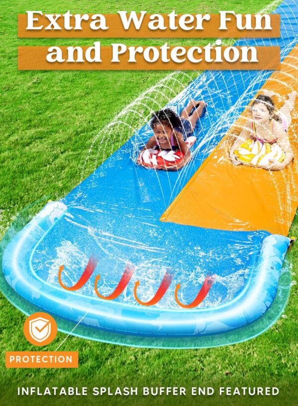 JOYIN 22.5ft Water Slides and 2 Bodyboards, Lawn Water Slide Summer Slip Waterslides Water Toy with Build in Sprinkler for Backyard Outdoor Water Fun for Kids - Image 4