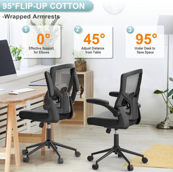 Office Chair, High Back Desk Chair Adjustable Height and Ergonomic Design Home Office Computer Chair Executive Lumbar Support Padded Flip-up Armrest Swivel Task Chair - Image 6