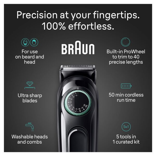 Braun All-In-One Style Kit Series 3 3450, 5-in-1 Trimmer for Men with Beard Trimmer, Ear & Nose Trimmer, Hair Clippers & More, Ultra-Sharp Blade, 40 Length Settings and Washable - Image 3