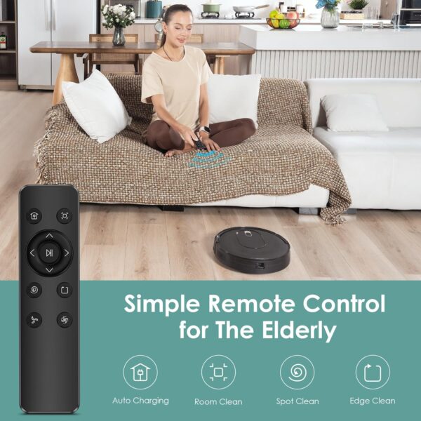W6+ Robot Vacuum Cleaner,2800Pa Suction,720ml Large Capacity,120 Mins Runtime,Self-Charging Slim Robotic Vacuums,APP/Voice/Remote Control,No Entanglement Suction Port Ideal for Pet (Black) - Image 5