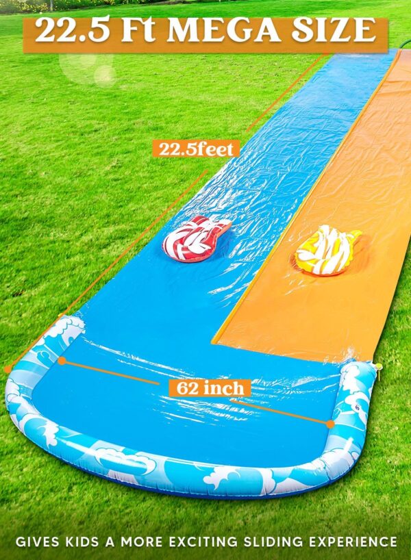 JOYIN 22.5ft Water Slides and 2 Bodyboards, Lawn Water Slide Summer Slip Waterslides Water Toy with Build in Sprinkler for Backyard Outdoor Water Fun for Kids - Image 2