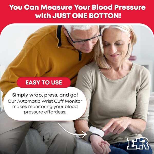 Ever Ready First Aid Fully Automatic Blood Pressure Wrist Cuff Watch Wearable Monitor for Home Use - Black- Batteries Included - Image 2