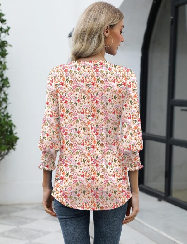 LOMON Women's 2025 Fashion Tops 3/4 Length Sleeve Business Casual Blouses Summer Tees Shirts - Image 4