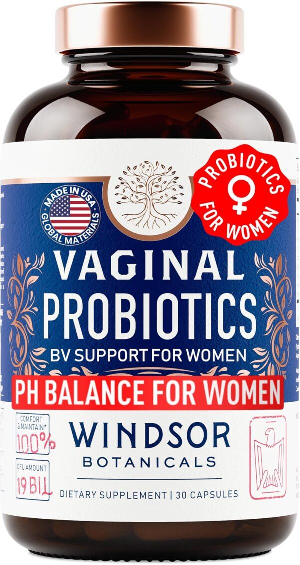Vaginal Probiotics for Women - 19Bil CFU Lactobacillus Salivarius Probiotic for PH Balance, Digestive, Gut Health - Feminine Balance Complex Probiotics for Women BV Support Supplements - 30 Capsules