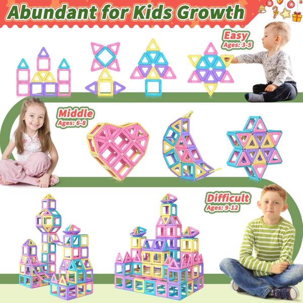 Toddler Girl Toys, Magnetic Tiles Basic Set, Birthday Gifts Ideas for Girls Age 3-5, Magnetic Building Blocks, Magnet STEM Montessori Toddler Kids Easter Toys Gifts for 3 4 5 6 7 Year Old Girls - Image 8