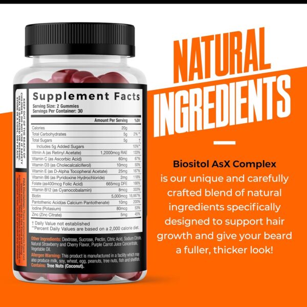 Wild Willies Beard Growth Gummies Supplement for Men - with Biotin & 19 Vitamins for Stronger, Thicker Facial Hair - 60 Gummies - Image 4
