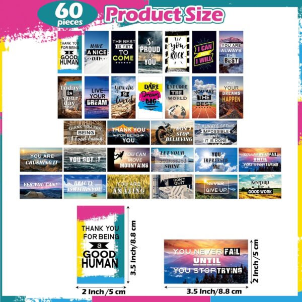 Xuhal 60 Pcs Inspirational Magnets Bulk Rectangle Positive Affirmation Magnets Decals Decorative Inspiring Quotes Fridge Magnetic Stickers for Adults Students Team Motivational Gifts (Natural) - Image 2