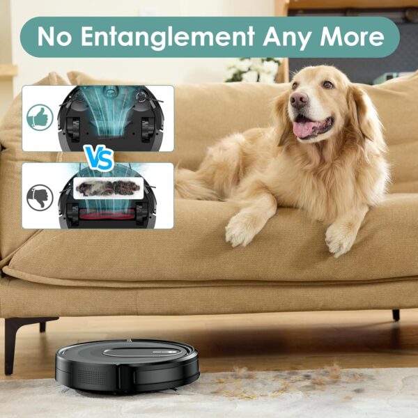 W6+ Robot Vacuum Cleaner,2800Pa Suction,720ml Large Capacity,120 Mins Runtime,Self-Charging Slim Robotic Vacuums,APP/Voice/Remote Control,No Entanglement Suction Port Ideal for Pet (Black) - Image 2