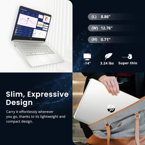 HP Flagship 14" Laptop with 1 Year Office 365 | 16GB RAM | 1.28TB Storage(128GB EMMC & 160GB Docking Station & 1TB Cloud Storage) | Intel 4-Core Processor | Webcam| Silver | Windows 11 - Image 8