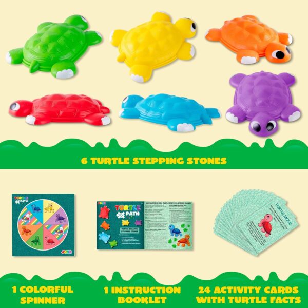 JOYIN Turtle Balance Stepping Stones, 6 Pcs Kids Turtle Jumping Stones Steps Stones Up to 265 Ibs, Toddler Obstacle Course Coordination Game Toys for Ages 3 Years and UP Indoor or Outdoor Play - Image 2