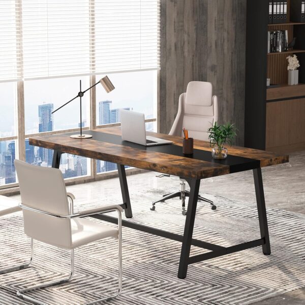 Tribesigns 6FT Rectangle Conference Table, 70.87L x 33.46W x 29.92H Inches Meeting Table for Conference Room, Wood Office Executive Desk with Strong Metal Frame for 6 People, Brown - Image 7