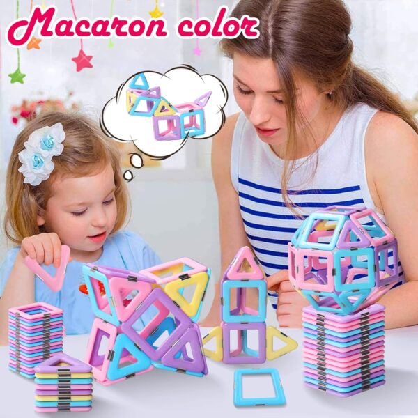 Magnetic Tiles Toys for 3 4 5 6 7 8+ Year Old Boys Girls Upgrade Macaron Castle Blocks Building Set for Toddlers STEM Creativity/Educational Toys for Kids Age 3-6 Christmas Birthday Gifts - Image 2