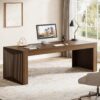 Tribesigns 79-Inch Extra Long Desk, Two Person Double Desk for Home Office, Wooden Long Computer Desk Writing Table for Office, Brown - Image 7