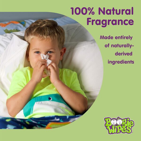 Saline Nose Wipes by Boogie, for Baby & Kids, Face, Hand & Body, FSA/HSA Eligible, Made with Vitamin E, Aloe, and Natural Saline, Lavender Scent, 45 Count (Pack of 1) - Image 5