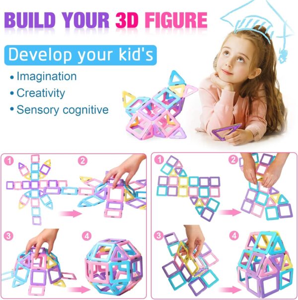 Magnetic Tiles Toys for 3 4 5 6 7 8+ Year Old Boys Girls Upgrade Macaron Castle Blocks Building Set for Toddlers STEM Creativity/Educational Toys for Kids Age 3-6 Christmas Birthday Gifts - Image 7