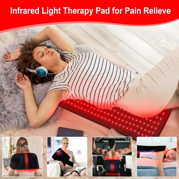 Red Light Therapy Pad Wearable 660nm & 850nm Infrared Light Therapy Mat Devices 31.5" x 11.8" Large Wrap Belt for Body Back Shoulders Waist Joint Muscle Pain Relief - Image 3