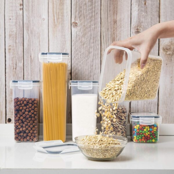 Airtight Food Storage Containers with Lids, 7 PCS BPA Free Kitchen Canisters for Spaghetti, Pasta, Dry Food, Flour and Sugar, Plastic Canisters for Pantry Organization and Storage - Image 6