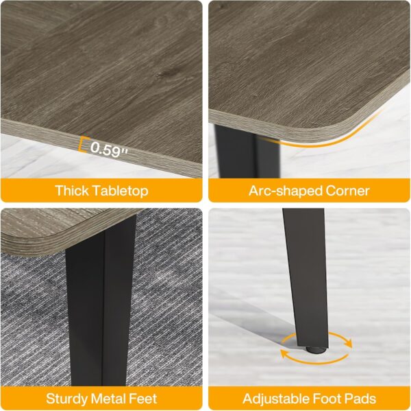 Tribesigns 6FT Conference Table, 70.86L x 35.43W x 29.52H Inches Boat Shaped Meeting Table, Industrial Grey Seminar Table for Office Meeting Conference Room (6ft, Grey) - Image 8